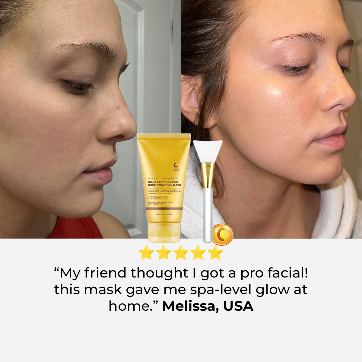 Reveal your glow overnight with Kojic Acid Turmeric Wrap