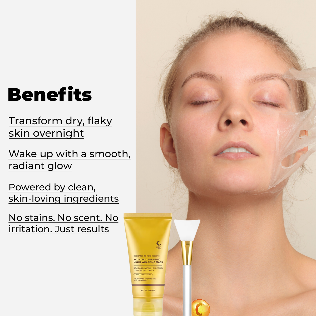 Reveal your glow overnight with Kojic Acid Turmeric Wrap